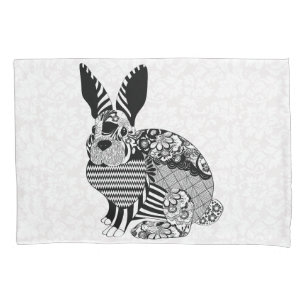 Chevron And Floral Rabbit Pillowcase