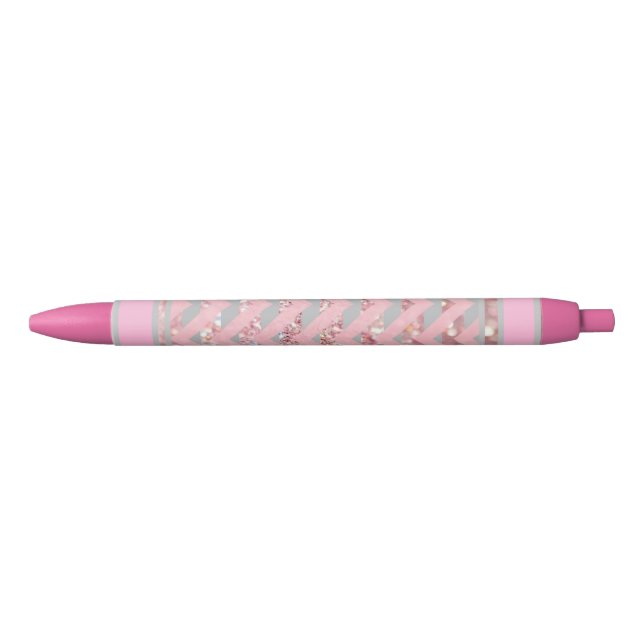 Chevron and Glitter Black Ink Pen (Front)
