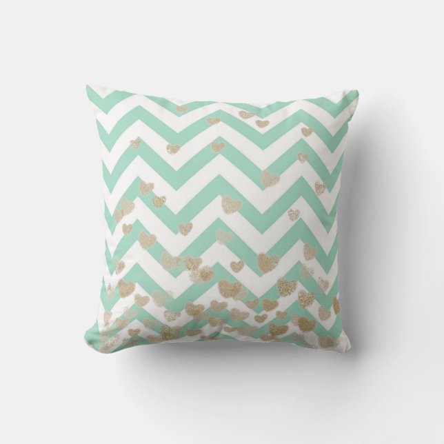 Chevron and Hearts Cushion (Front)