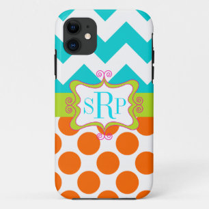 Chevron and Polka Dots Monogram iPhone 11 Case