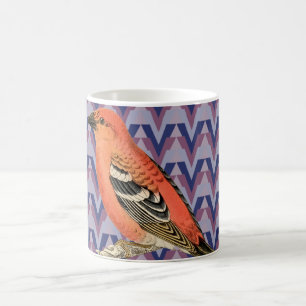 Chevron and Vintage Pink Bird Coffee Mug