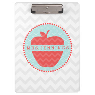 Chevron Apple Quatrefoil Teacher Clipboard