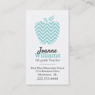 Chevron Apple Teachers Custom Business Card
