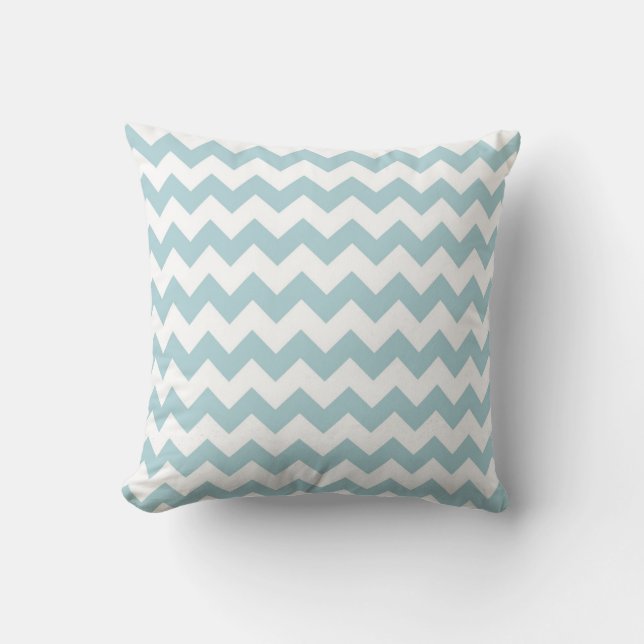 Chevron Aqua and White Cushion (Front)