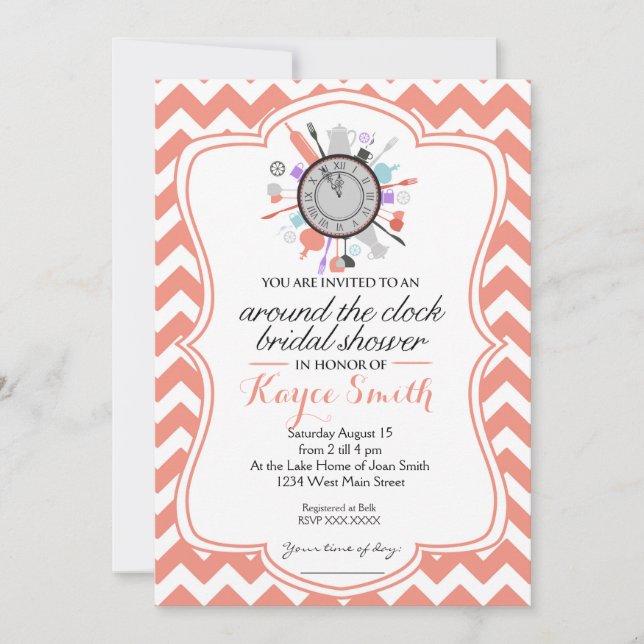 Chevron Around the Clock Bridal Shower Invitation (Front)