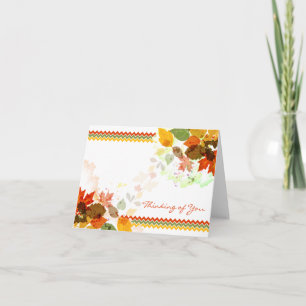 Chevron Autumn Fall Leaves Thinking of You Card