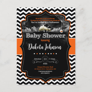 Chevron Baby shower Halloween Invitation