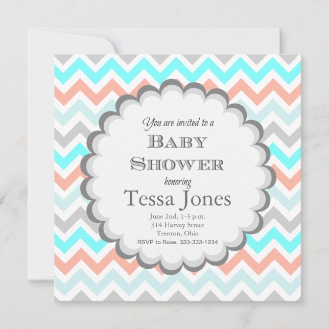 Chevron Baby Shower Invitation (Front)