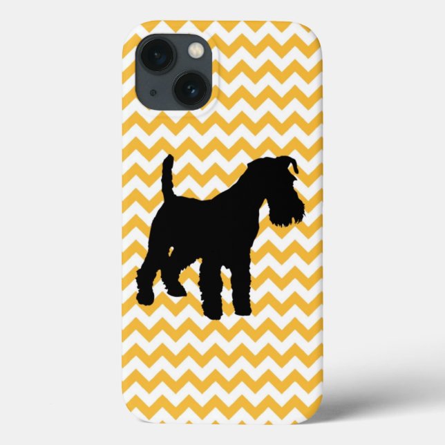 Chevron Background With Schnauzer Silhouette Case-Mate iPhone Case (Back)