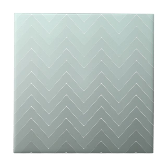 Chevron Backsplash Mint Ombre Pattern Ceramic Tile (Front)