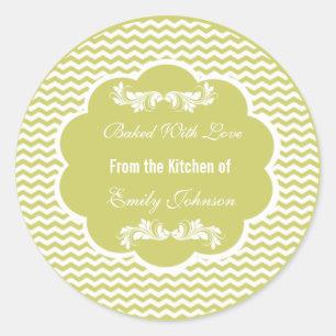 Chevron Baked With Love Stickers Gift Tags Labels
