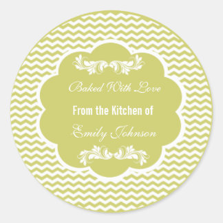 Chevron Baked With Love Stickers Gift Tags Labels