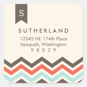 Chevron Banner Monogram Address Label