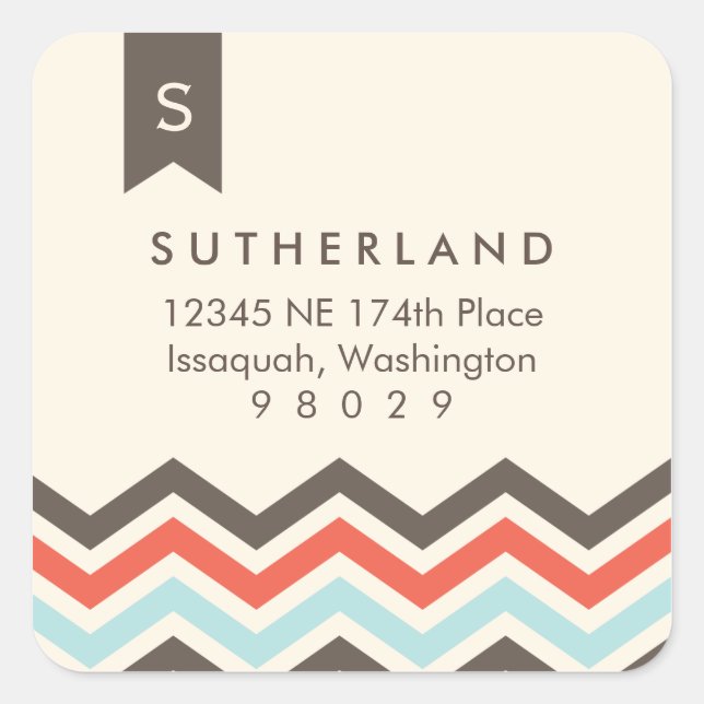Chevron Banner Monogram Address Label (Front)