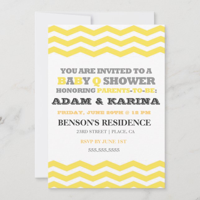 Chevron Barbecue BabyQ Baby Shower Invitation (Front)