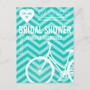 Chevron Bicycle Bridal Wedding Shower Postcard