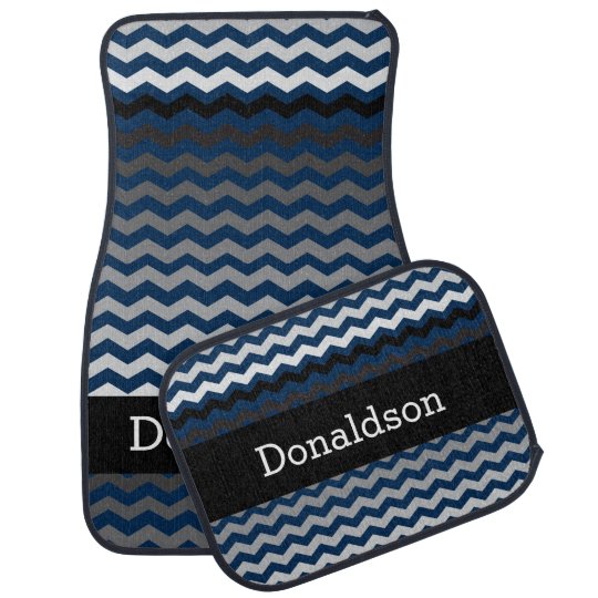 Chevron Black, Grey & Blue Blend | DIY Colour Car Mat