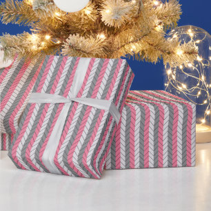 Chevron Black Grey Pink Chevron Stripes  Wrapping Paper