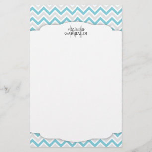 Chevron Blue and Modern Personalised Stationery