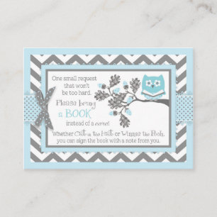 Chevron Blue Owl Read A Book Card