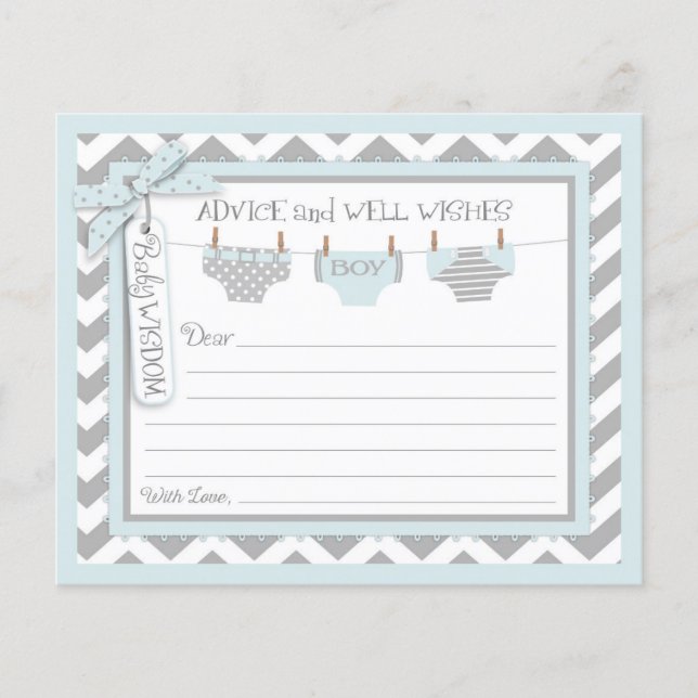Chevron Boy Diapers Advice Card (Front)