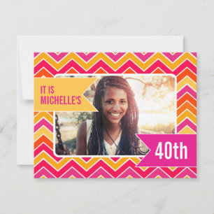 Chevron bright photo 40th birthday party invite
