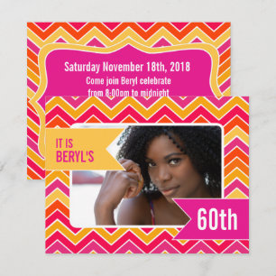 Chevron bright photo 60th birthday party invite
