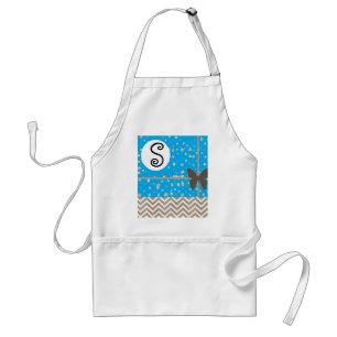Chevron Brown  Monogram Butterfly Apron Template