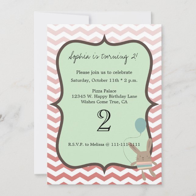 Chevron Bunny Invitation (Front)