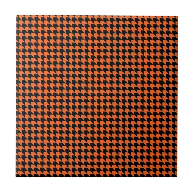Chevron Checks Orange and Black Tile (Front)