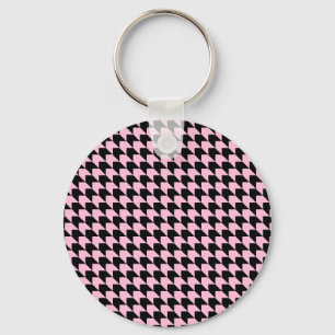 Chevron Checks Pink and Black Key Ring