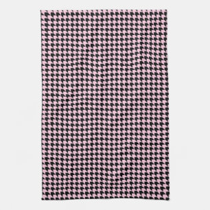 Chevron Checks Pink and Black Tea Towel