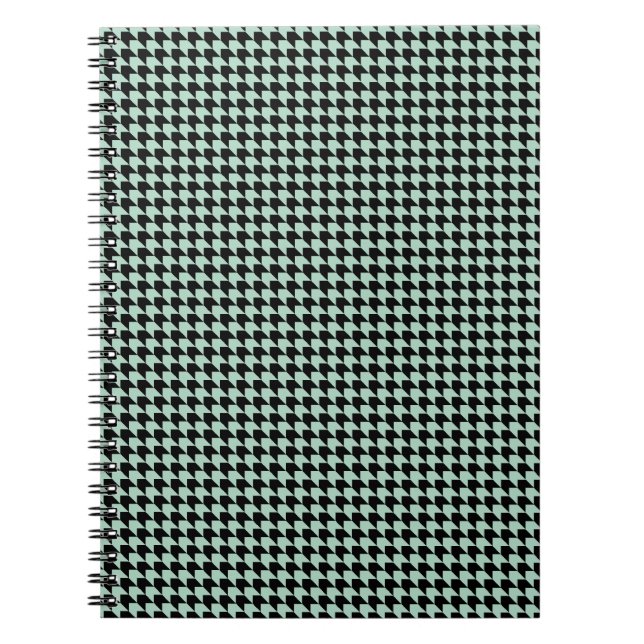 Chevron Checks Seafoam and Black Notebook (Front)