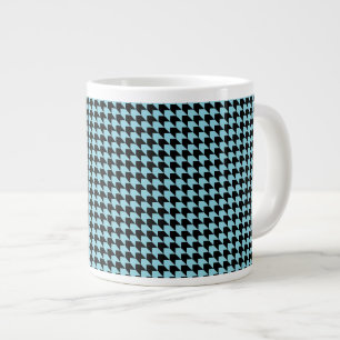 Chevron Checks Sky and Black Large Coffee Mug