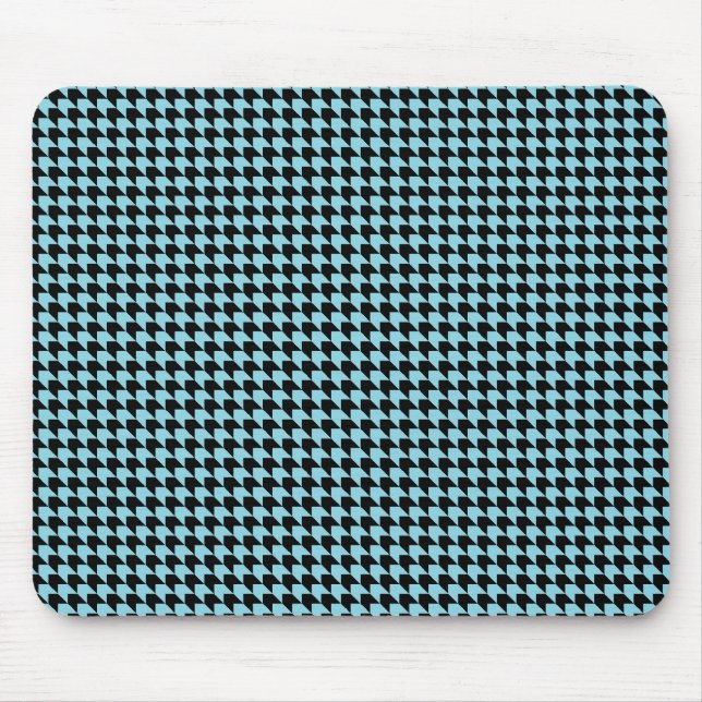 Chevron Checks Sky and Black Mouse Mat (Front)