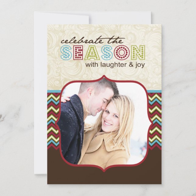 Chevron Christmas Photo Card Template (Front)
