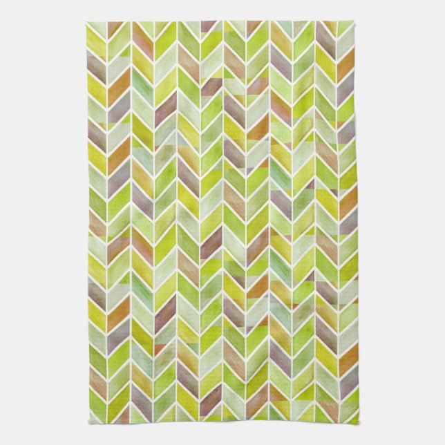 Chevron Citron Wood Kitchen Tea Towel (Vertical)