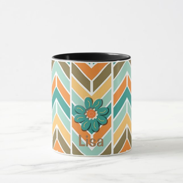Chevron coffee mug, mid century mug design (Center)