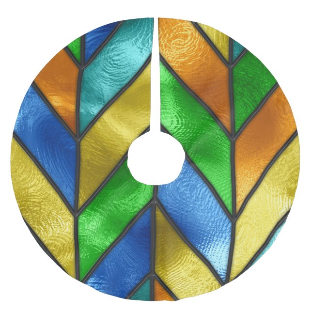 Chevron Coloured Glass Texture Brushed Polyester Tree Skirt (Front)
