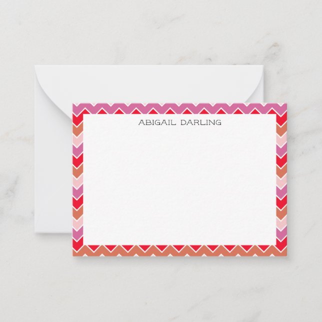 Chevron Colourful Zig Zag Texture Note Card (Front)