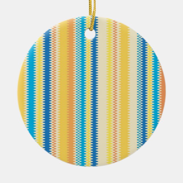 Chevron Colourful Zigzag Stripe Decorative Ceramic Tree Decoration (Front)