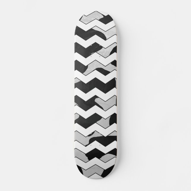 Chevron Cow Black and White Skateboard (Front)