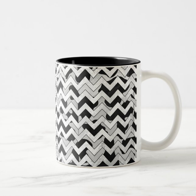 Chevron Cow Black and White Two-Tone Coffee Mug (Right)