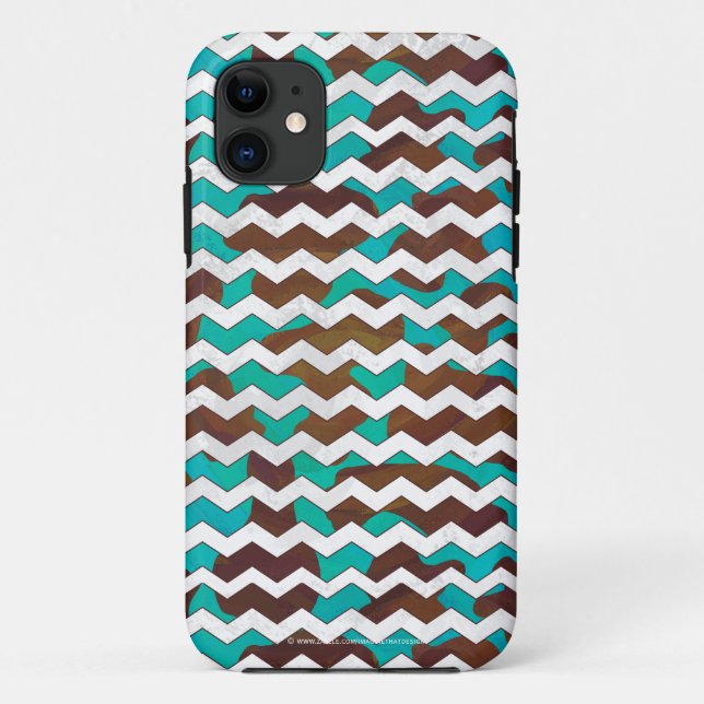 Chevron Cow Brown and Teal Print Case-Mate iPhone Case (Back)