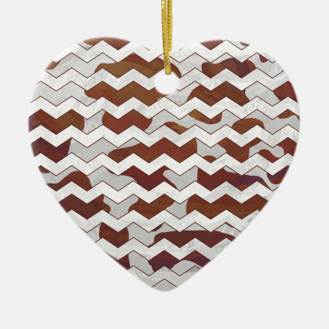 Chevron Cow Brown and White Print Ceramic Tree Decoration (Front)