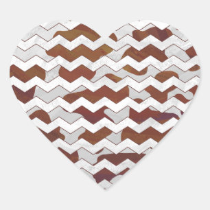 Chevron Cow Brown and White Print Heart Sticker