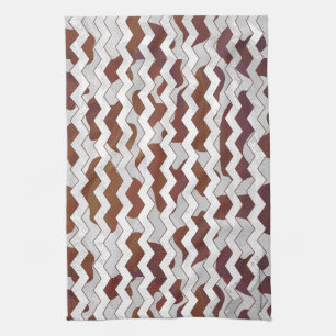 Chevron Cow Brown and White Print Tea Towel