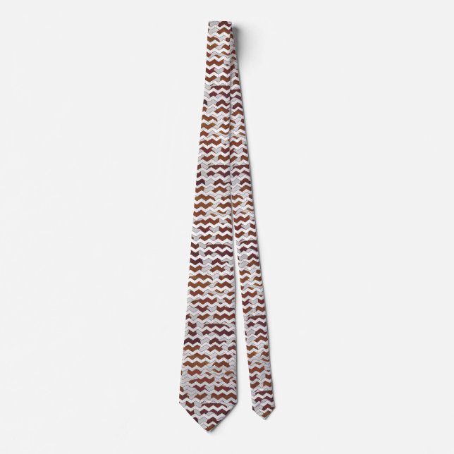 Chevron Cow Brown and White Print Tie (Front)