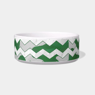 Chevron Cow Green and White Print Bowl