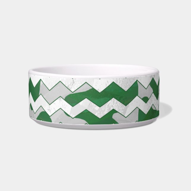 Chevron Cow Green and White Print Bowl (Right)